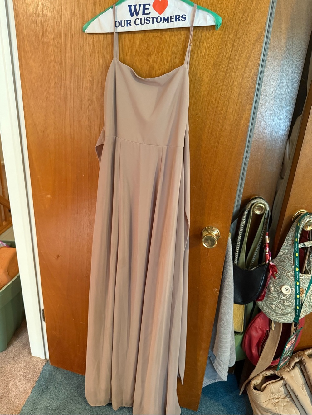Show Me Your MuMu Lauren Tie Mauve Slip Maxi Dress with Spaghetti Straps